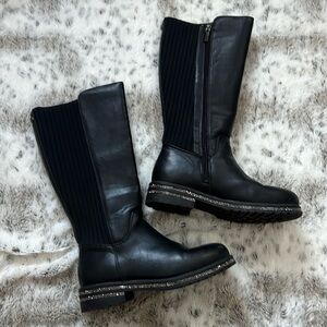 Vince Camuto black boots with sparkle heel, girls 3